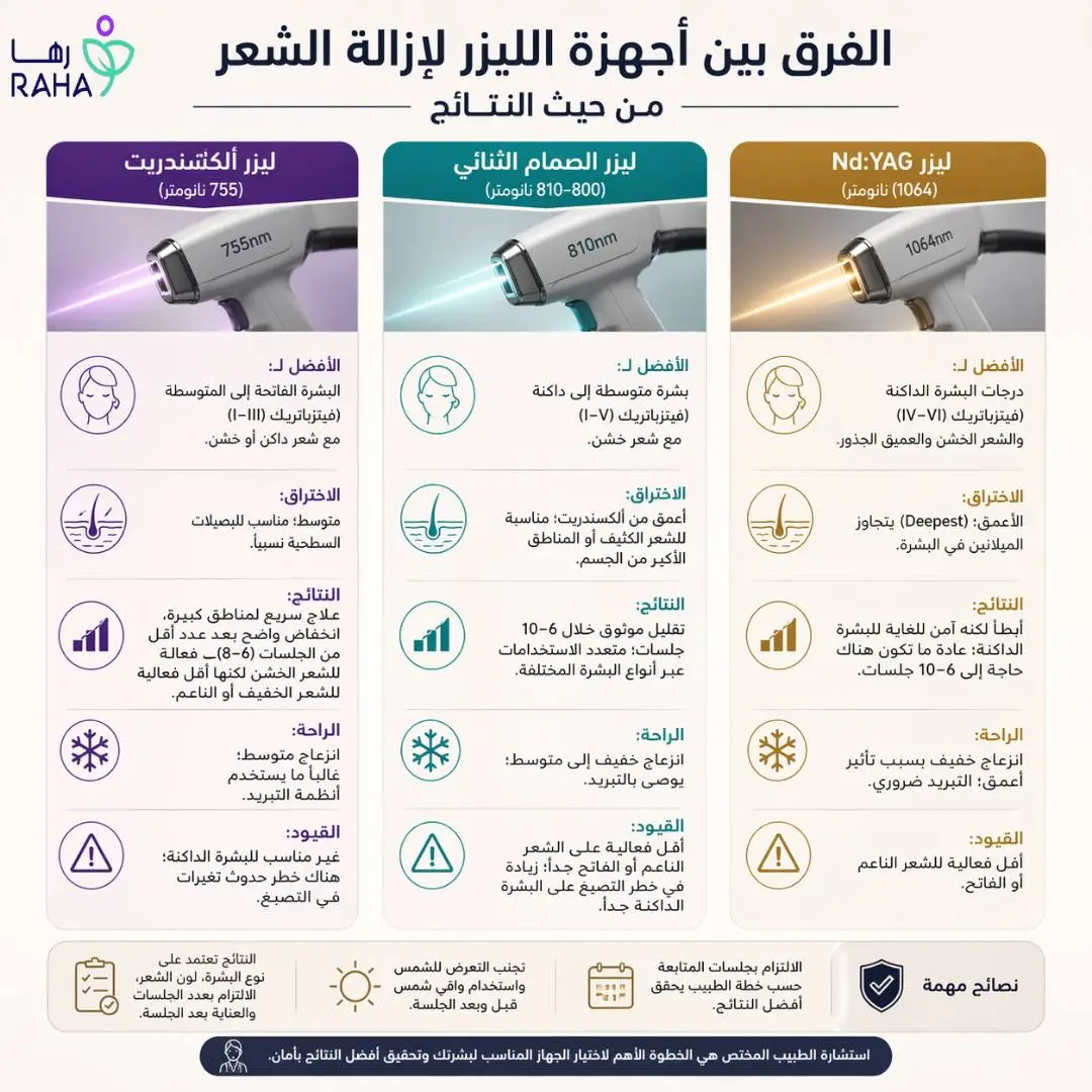 الفرق بين أجهزة الليزر من حيث النتائج